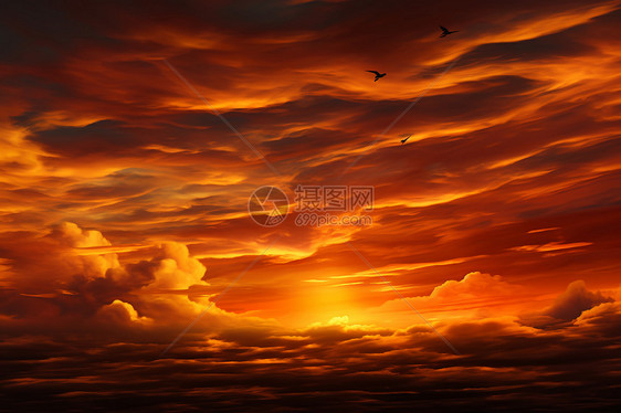 云朵后的夕阳图片