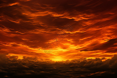 火红色的天空图片