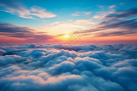 蓝色云海天空中的云海背景