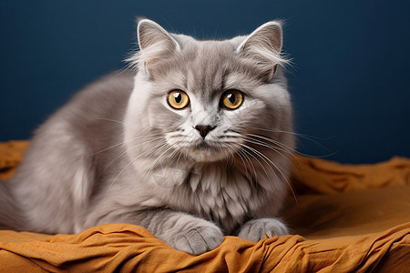 一只可爱的银色折耳猫图片
