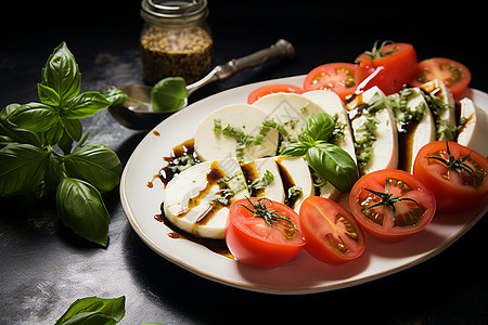 经典意式餐前菜番茄拼盘高清图片