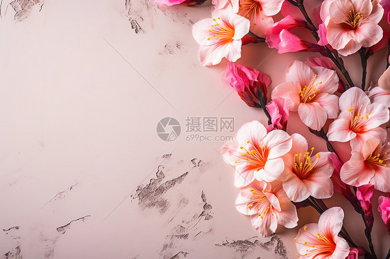 粉色花朵背景上图片