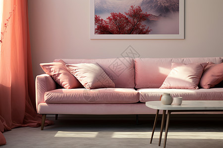 柔和雅致的粉色沙发背景图片