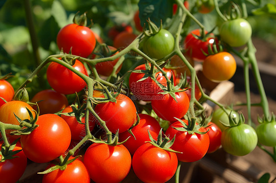 植株上长满了一串番茄图片