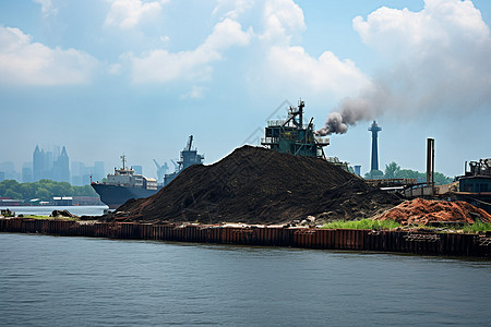 港口码头码头堆着一堆泥土背景