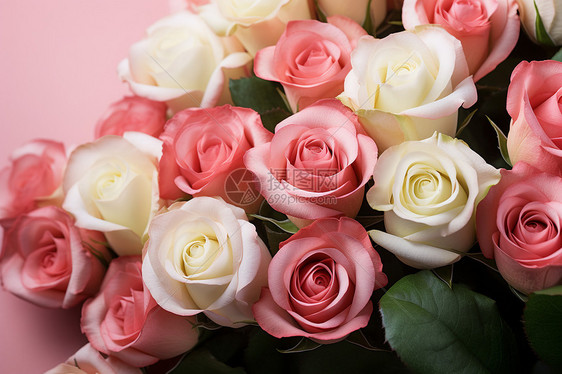 玫瑰花束与粉色背景图片