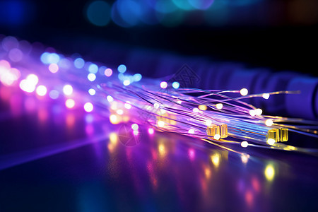 发光的互联网光纤线路图片