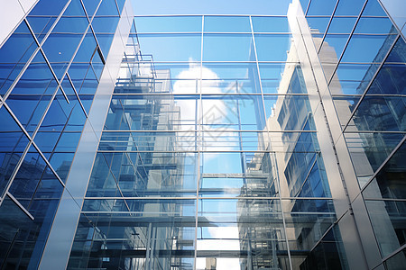现代城市中的玻璃外墙大厦图片