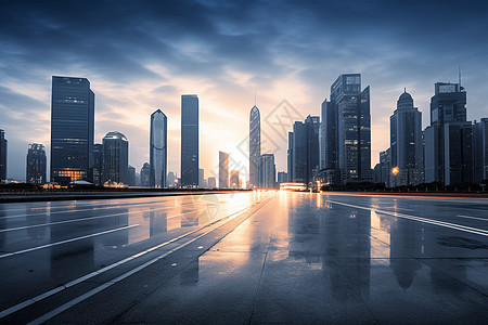 车水马龙的现代化城市建筑图片