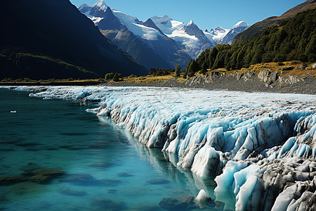 清澈湖水静谧蔚蓝的山谷景观图片