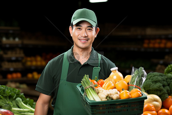 穿制服的超市售卖员图片