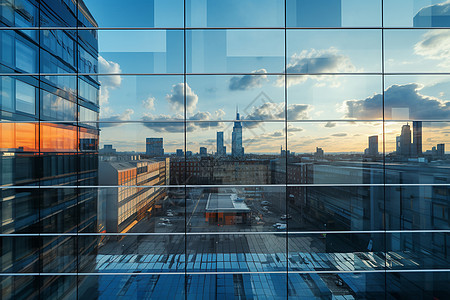 现代城市中的玻璃幕墙图片