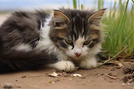 睡觉的猫咪地上的小猫背景