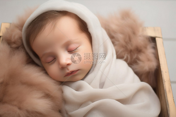 床上甜美熟睡的婴儿图片