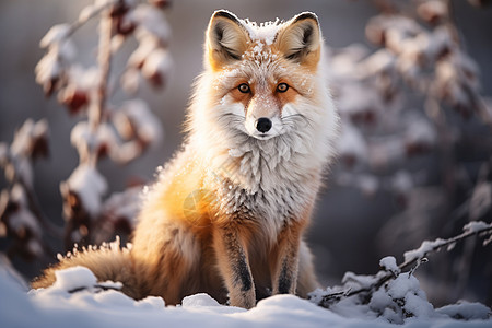 雪地中的狐狸动物图片