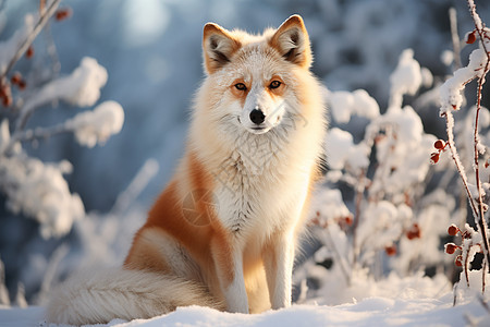雪地中的白狐图片