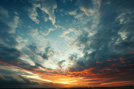 夕阳风景天空中的夕阳背景