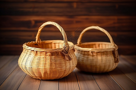 竹制的篮子木质篮子高清图片