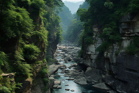 美丽的峡谷和小溪图片