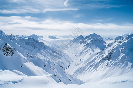 冰雪皑皑的冬季阿尔卑斯山图片