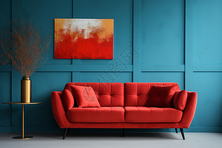 客厅中的红色沙发装饰图片