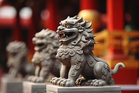石狮雕塑中国历史建筑高清图片