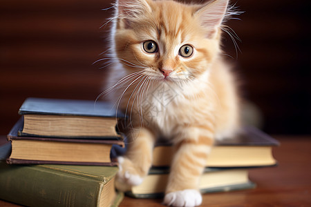 书本上的宠物猫咪图片