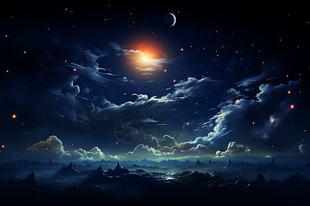 夜空中的月光幻梦图片