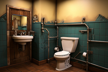 复古的老式卫生间高清图片
