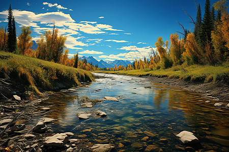 秋季户外河流图片