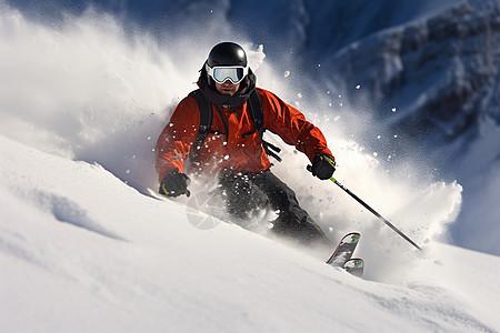 滑雪滑行的男性高清图片