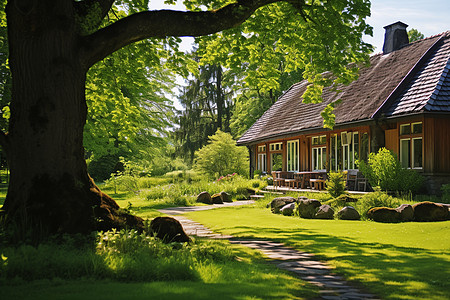 夏日乡村小屋图片