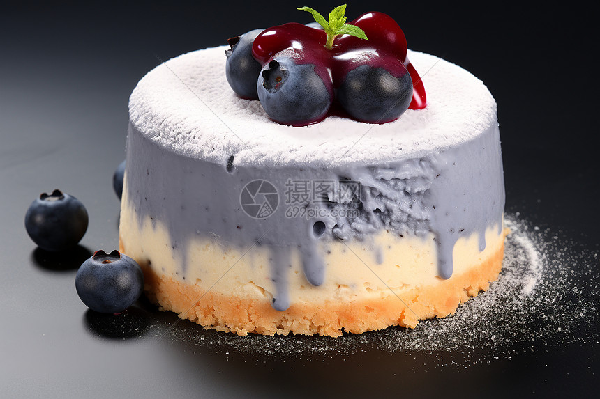 蓝色浆果蛋糕图片