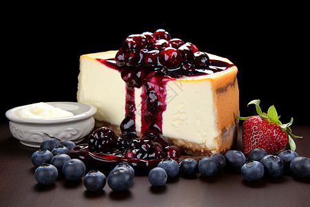 鲜美蓝莓奶酪蛋糕高清图片