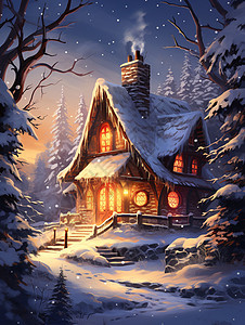冬日迷人的小屋图片