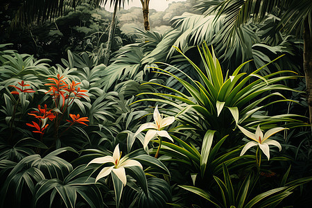 热带花园中的植物图片