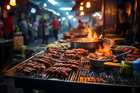 美味小吃夜市烧烤狂欢背景