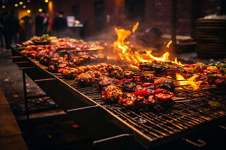 美味小吃夜市烧烤美食背景