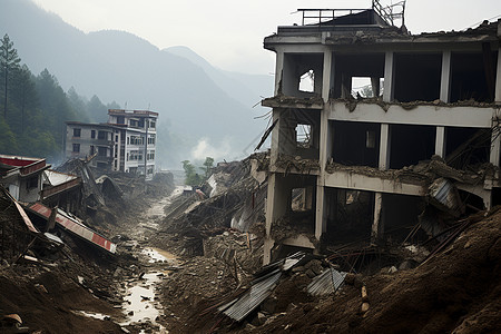 地震后的废墟图片
