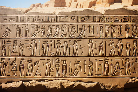 沙漠中的象形文字石板背景图片