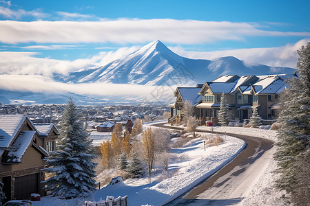 冬天的山区小镇图片