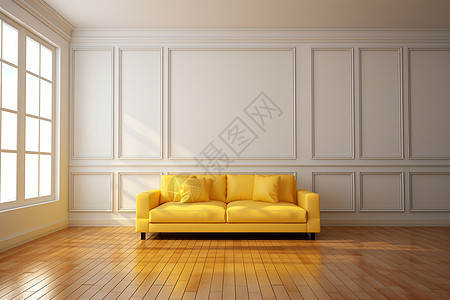 豪华现代住宅中的黄色沙发图片