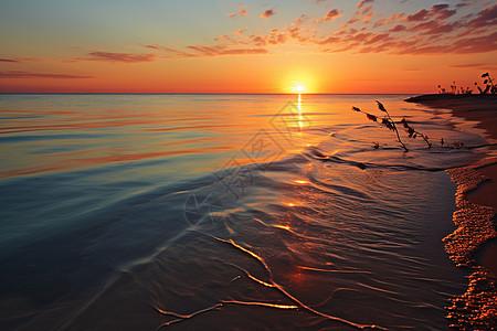 海边夕阳下的绝美景色图片