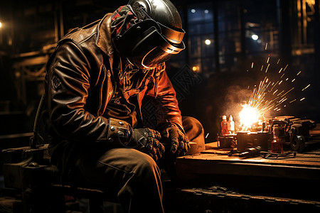 工厂中专业的焊工图片