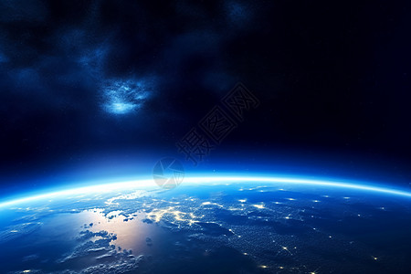 蓝色光芒的星球高清图片