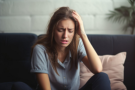 绝望的女人头疼困扰的女人背景