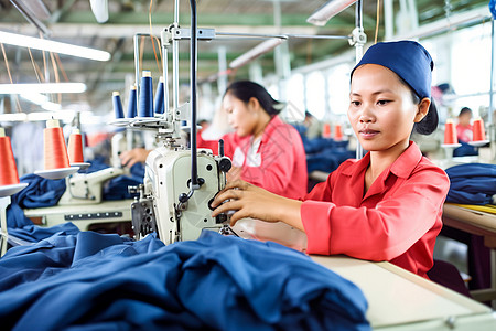 服装厂劳动的工人图片