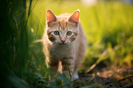 小猫在草地上图片