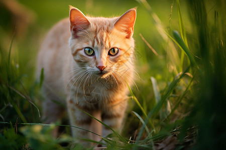 草地中的小猫咪图片