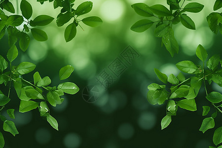 绿叶浓密的树枝图片